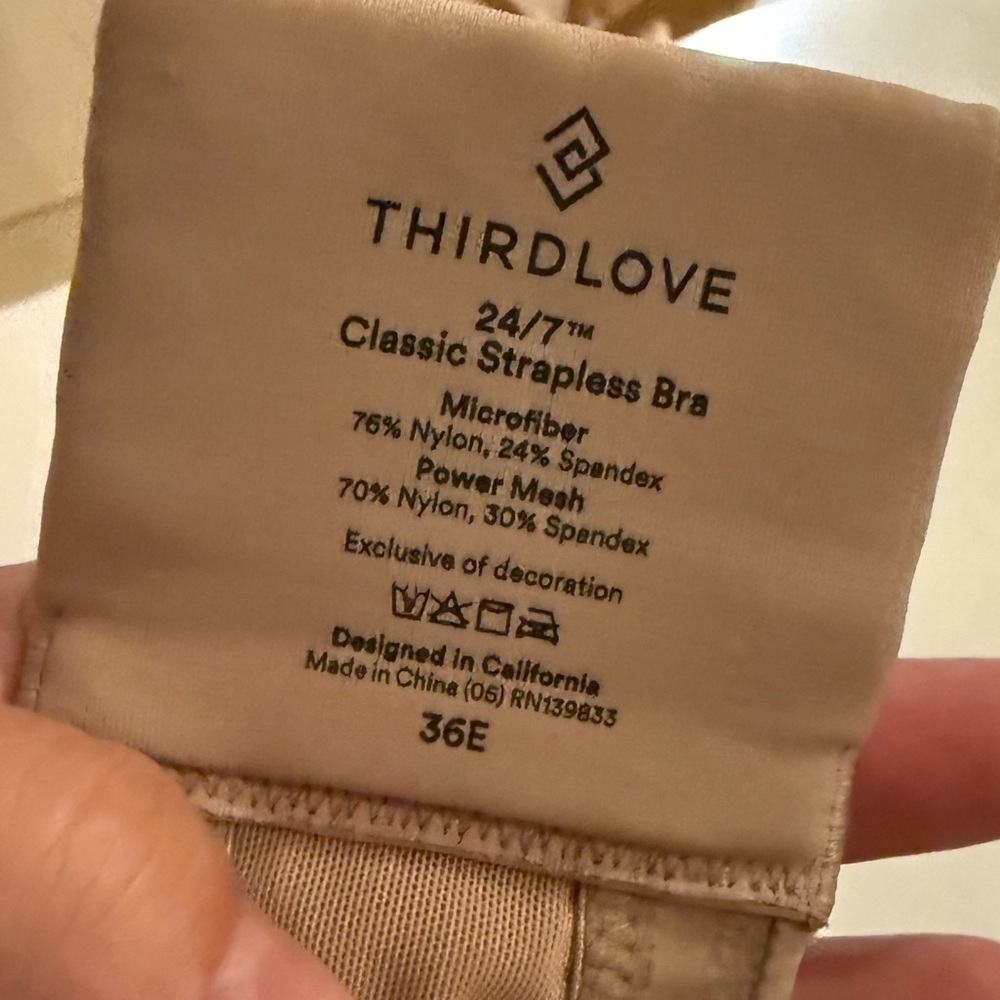 THIRDLOVE 24/7 Classic Strapless Bra 36E Taupe - Picture 4 of 4